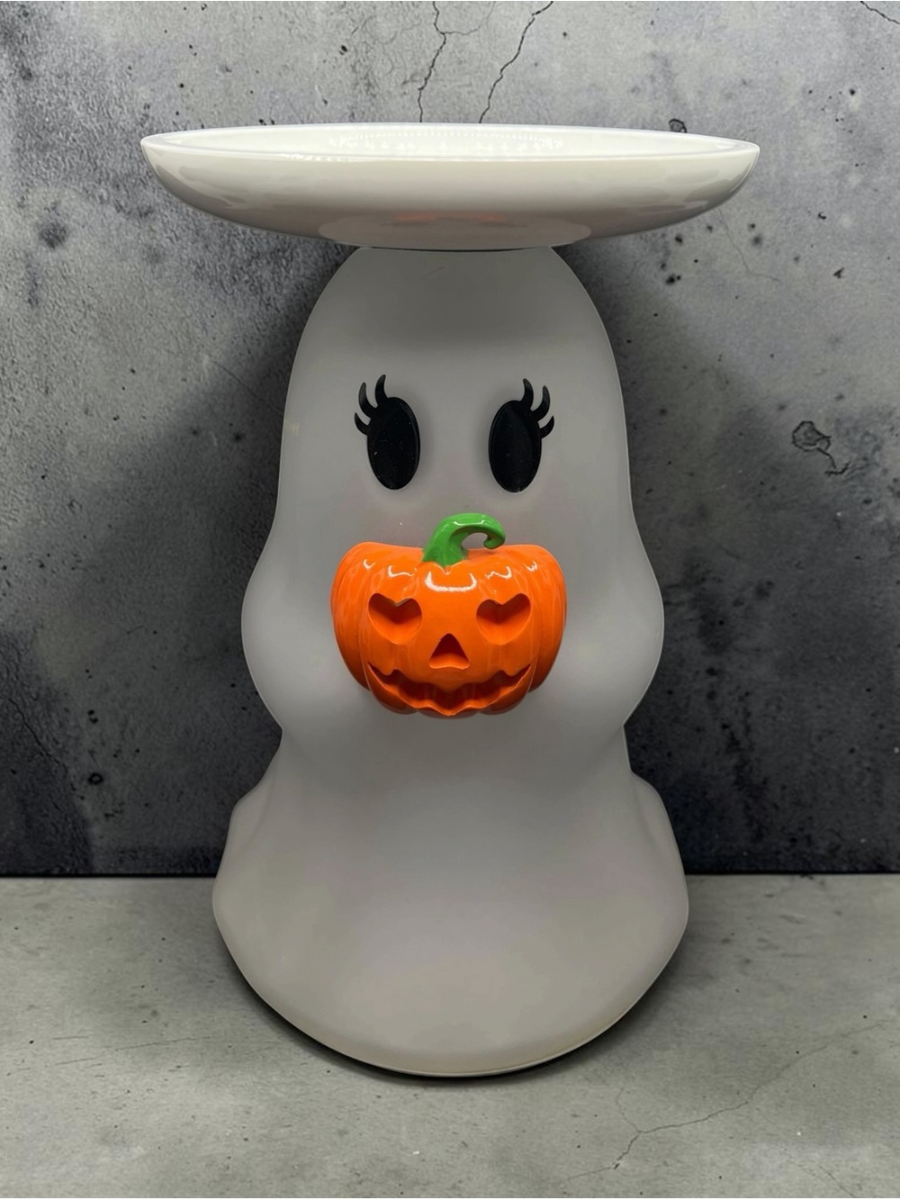 Bath & Body Works Halloween White Ghost Light Up 3-Wick Candle Holder Pedestal